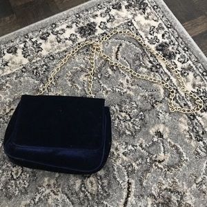Blue Velvet with Gold Chain purse